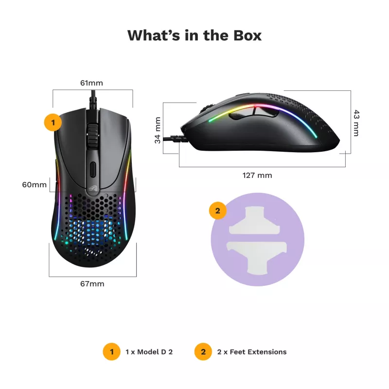 Glorious Gaming Glorious Model D 2 Wired - matná čierna