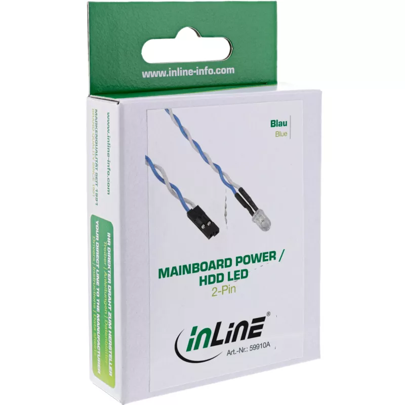 InLine Mainboard Power / HDD LED, modrá, 5 mm, 0,8 m