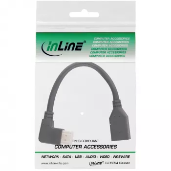 InLine DisplayPort 1.4 adaptérový kábel M/F, 8K4K, zahnutý doľava, čierny/zlatý, 0,15m