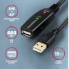 Axagon ADR-215 USB 2.0 A-M -> A-F aktívny predlžovací/repeater kábel 15 m