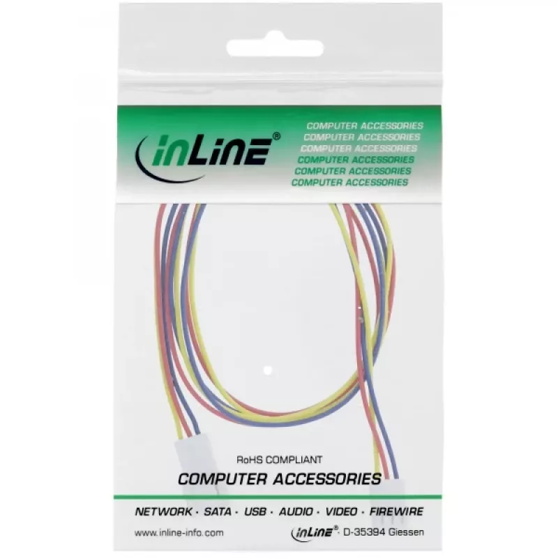 InLine predlžovací kábel ventilátora 3-pin Molex konektor samec/samica dĺžka 0,60 m