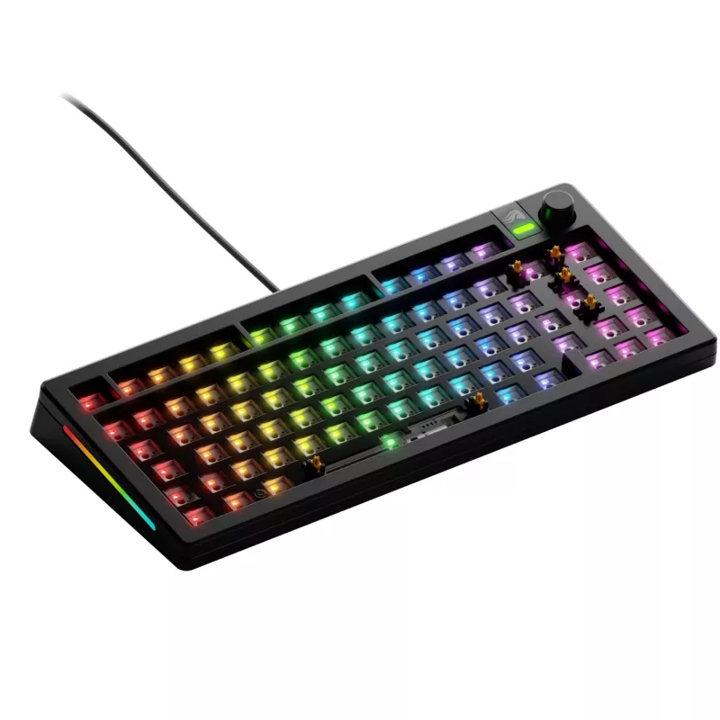 Glorious Gaming GMMK 3 75% Barebones káblová čierna – ISO, 75%, káblová, USB, RGB-LED, čierna