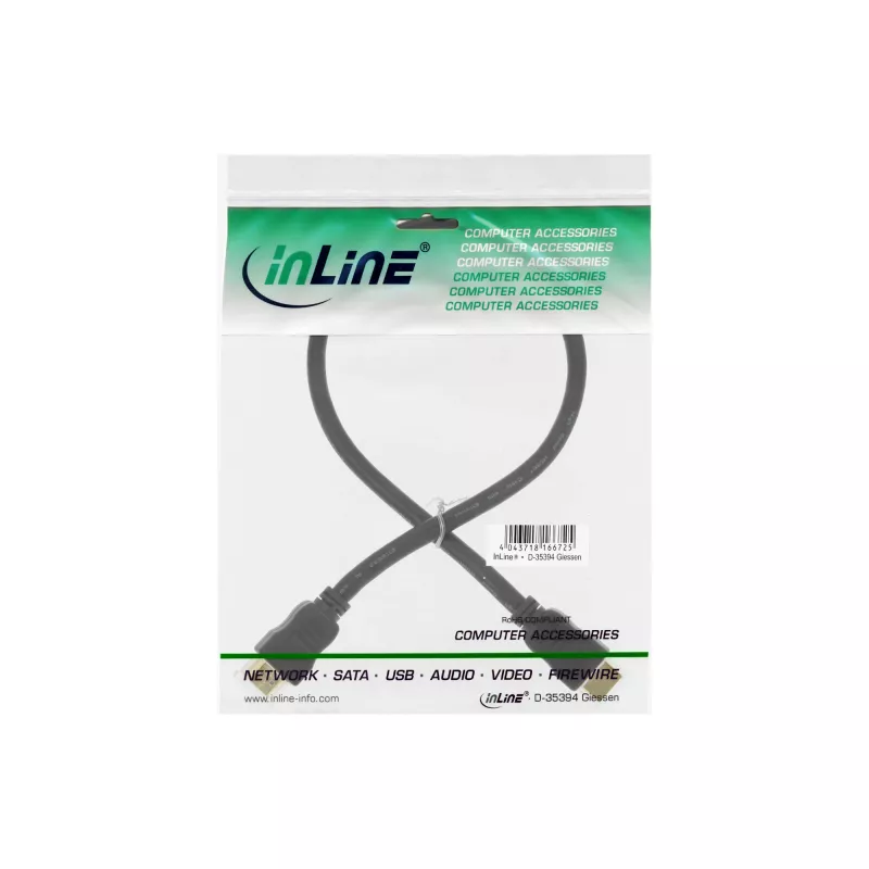 InLine High Speed HDMI kábel s Ethernetom, M/M, čierny, pozlátené kontakty, 2m