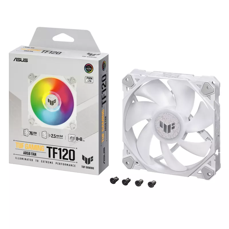 ASUS TUF GAMING TF120 ARGB WHITE EDITION počítačová skriňa vzduchový chladič 12 cm 1 ks