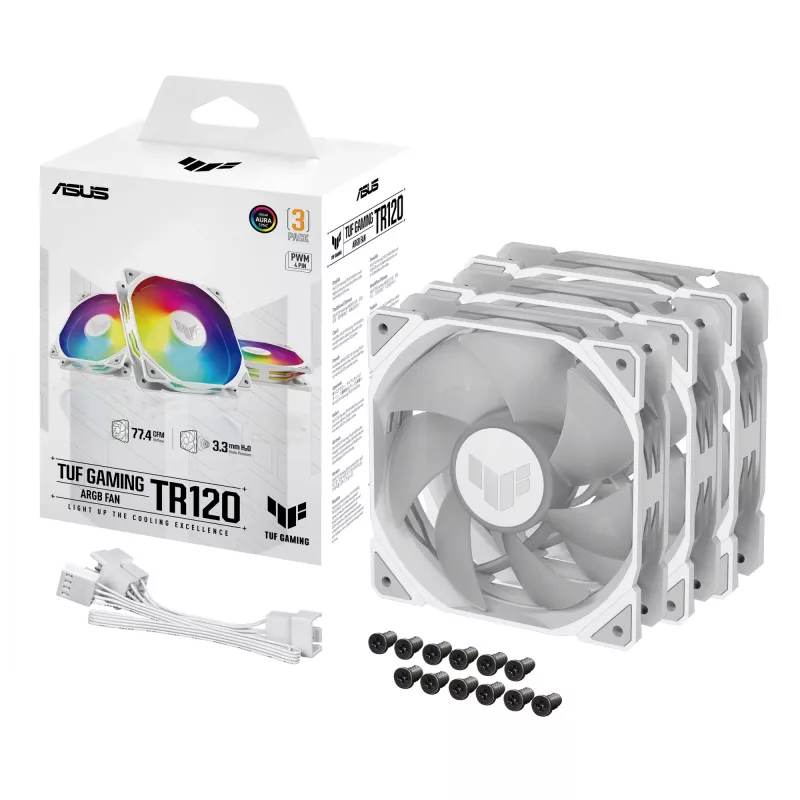 ASUS TUF GAMING TR120 ARGB 3IN1 biela počítačová skriňa vzduchový chladič 12 cm