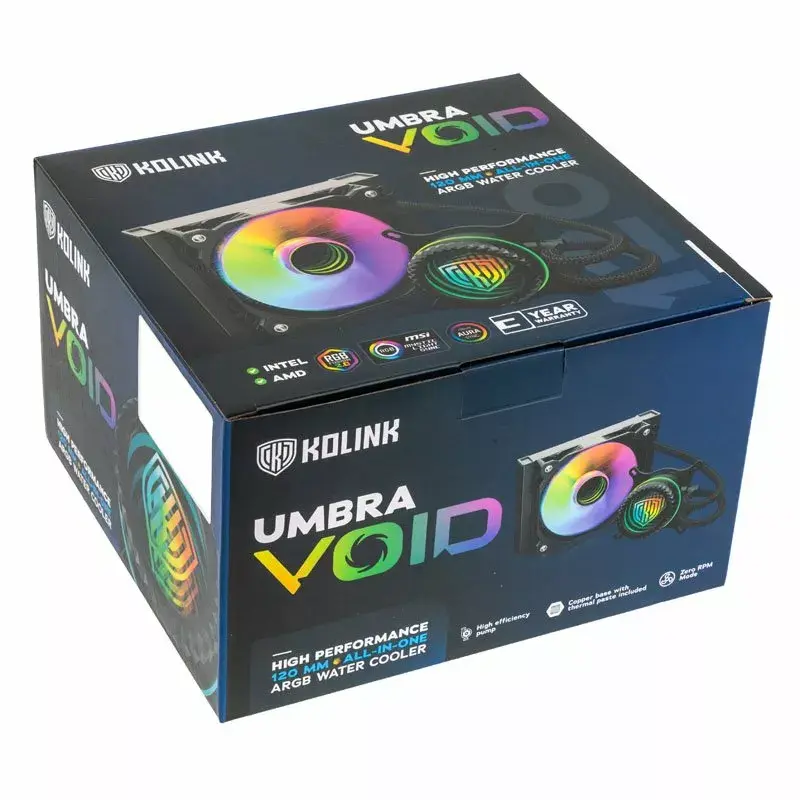 Sada kvapalinového chladenia Kolink Umbra Void 120 AIO 12 cm, čierna