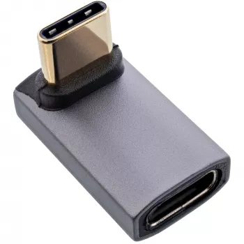 InLine USB4 adaptér, USB-C konektor samec/samica zahnutý hore/dole, hliník, sivý