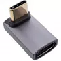 InLine USB4 adaptér, USB-C konektor samec/samica zahnutý hore/dole, hliník, sivý
