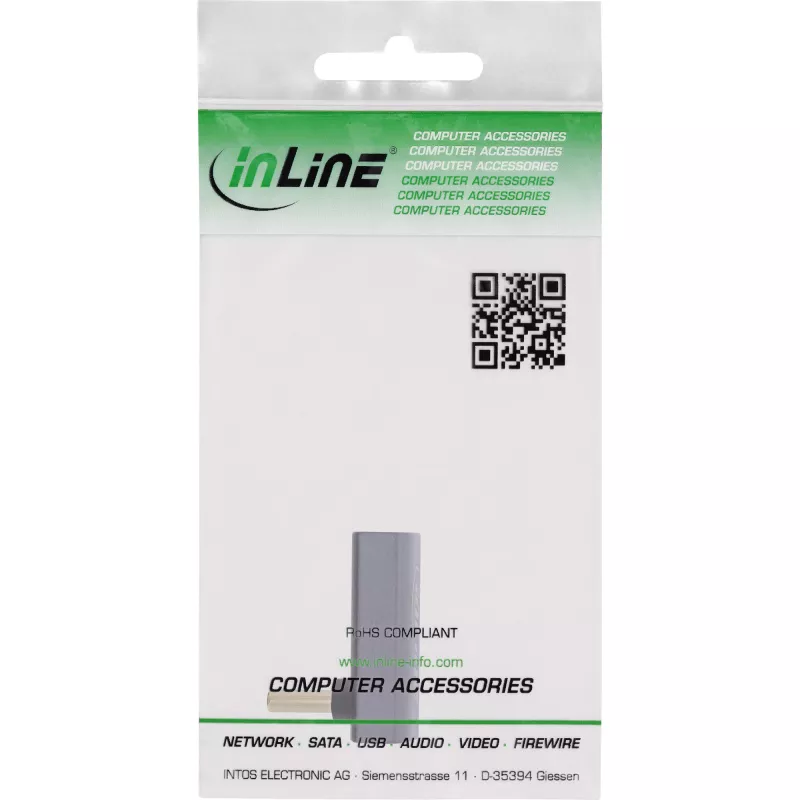 InLine USB4 adaptér, USB-C konektor samec/samica zahnutý hore/dole, hliník, sivý