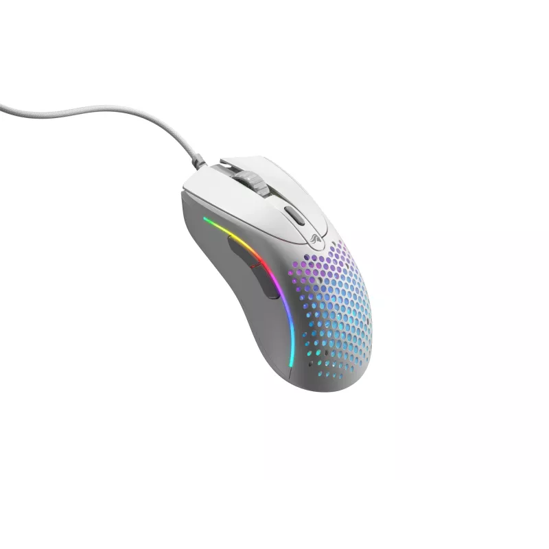 Glorious Gaming Glorious Model D 2 Wired – matná biela, pravá ruka, optická, USB Type-A, 26000 DPI, biela