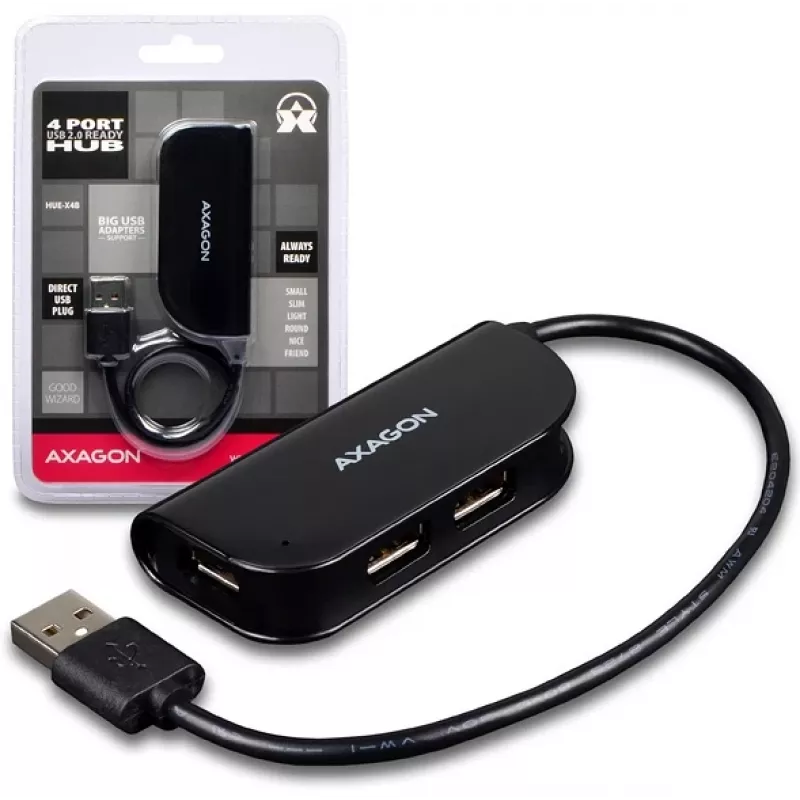 Axagon HUE-X4B Schnittstellen-Hub USB 2.0 480 Mbit/s čierna