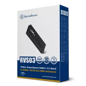 Puzdro na SSD Silverstone SST-RVS03 M.2 čierne USB Type-C 10 Gbit/s