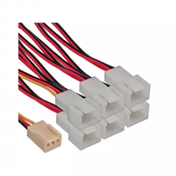 InLine adaptér kábel ventilátora Y kábel 3pol Molex konektor samica / 6x 3pol Molex konektor samec