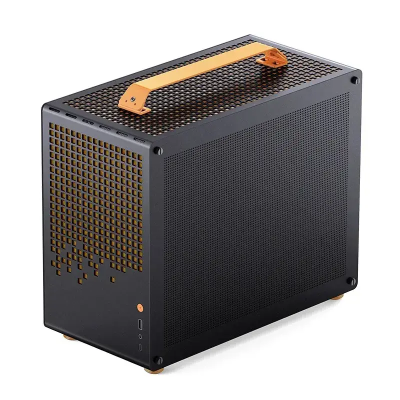 Počítačová skriňa JONSPLUS MATX Handle Case Z20 – čierno-oranžová
