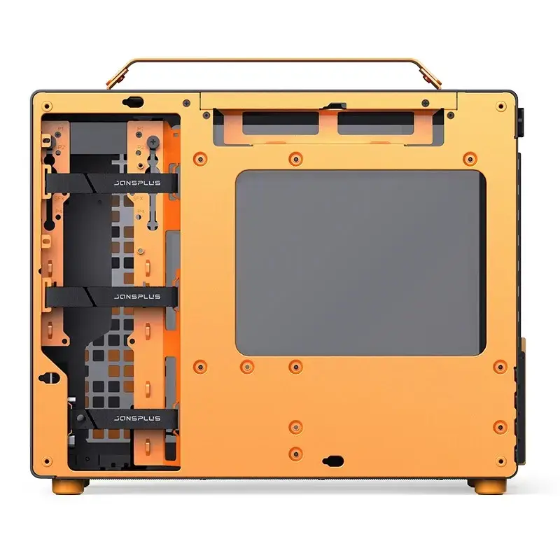 Počítačová skriňa JONSPLUS MATX Handle Case Z20 – čierno-oranžová