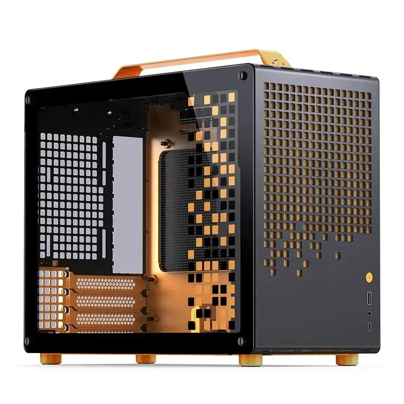 Počítačová skriňa JONSPLUS MATX Handle Case Z20 – čierno-oranžová