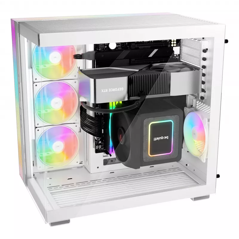 be quiet! Light Base 600 LX BGW68 počítačová skriňa Midi Tower, ATX, bočné okno z tvrdeného skla, ARGB, USB-C, podpora 360 mm chladiča, biela