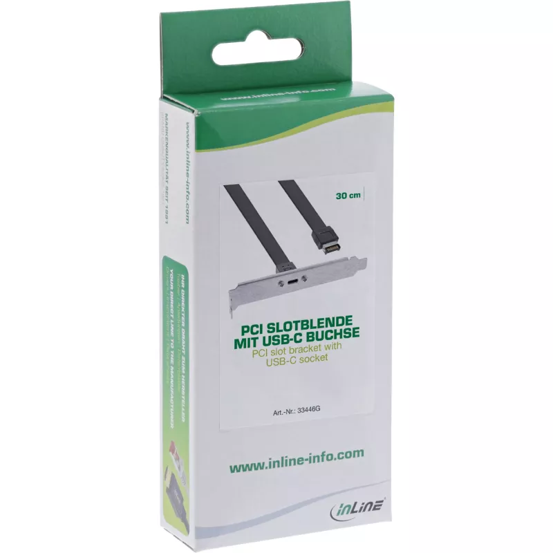 InLine PCI slotová záslepka, USB-C na USB 3.2 predný panel Key-A interný, 0,3 m