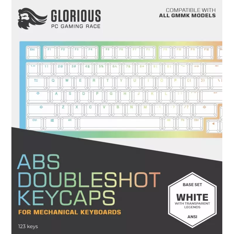 Klávesnicové keycaps Triton Glorious Doubleshot Keycaps V2 — ABS, biela, kompatibilné s GMMK