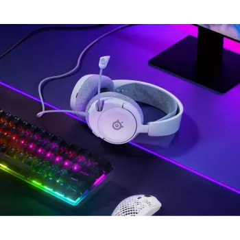 Headset STEELSERIES Arctis Nova 1 káblový 3,5 mm, binaurálny, biela, 1,2 m kábel, odnímateľný, mikrofón na oblúku