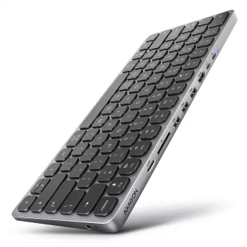 Axagon HMC-KB-US, USB 5Gbps hub s klávesnicou, HDMI 4K/60Hz, 3x USB-A, SD/mSD, audio, PD 100, US rozloženie