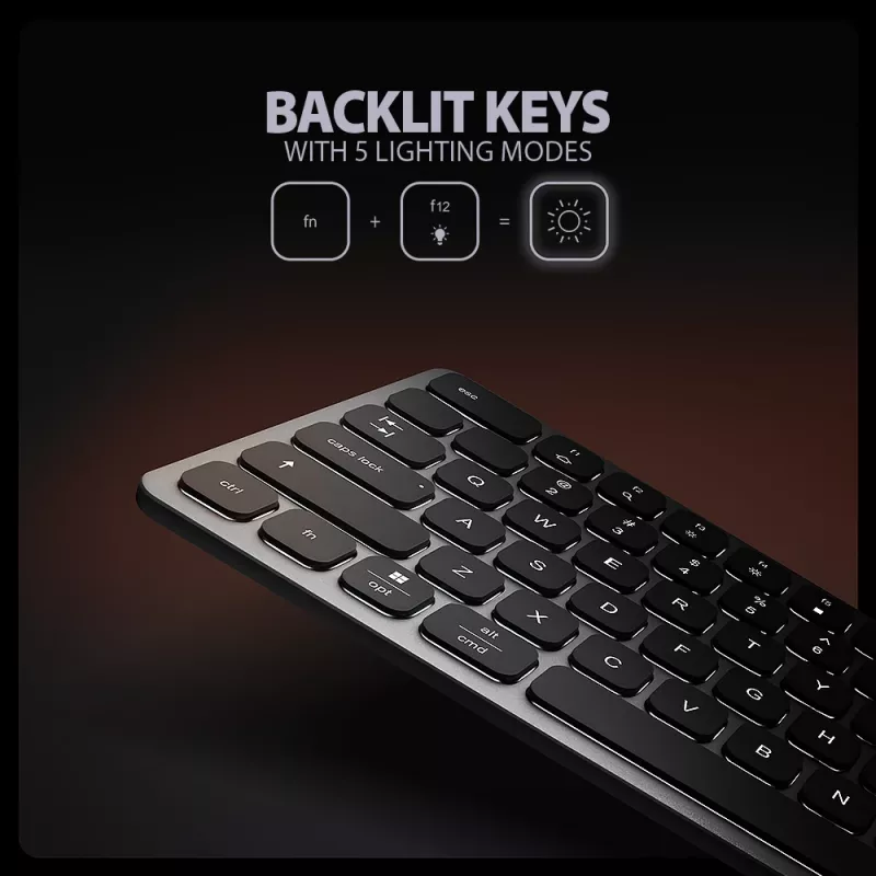 Axagon HMC-KB-US, USB 5Gbps hub s klávesnicou, HDMI 4K/60Hz, 3x USB-A, SD/mSD, audio, PD 100, US rozloženie