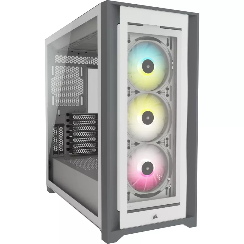 CORSAIR iCUE 5000X RGB - Tempered Glass Mid-Tower ATX PC Smart Case - biela