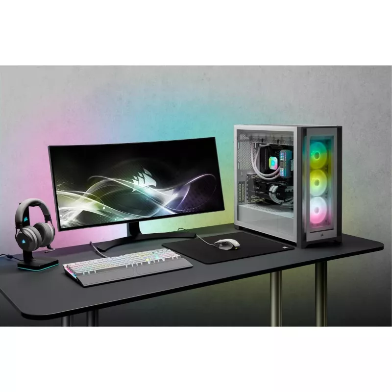CORSAIR iCUE 5000X RGB - Tempered Glass Mid-Tower ATX PC Smart Case - biela