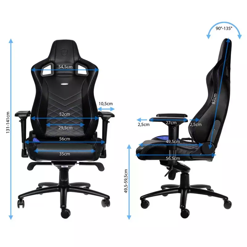 noblechairs EPIC NBL-PU-BLU-002 herná stolička, čierna/modrá