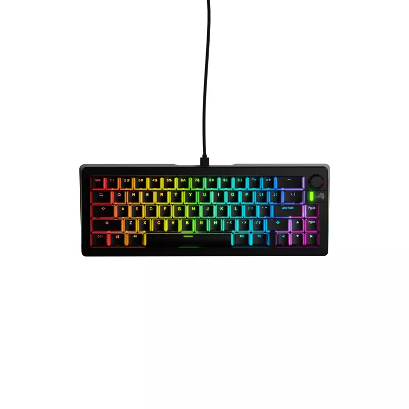 Glorious GMMK 3 65% prispôsobiteľná herná klávesnica GLO-KB-GMMK3-65-PB-FOX-W-BLK-US, pre-built, drôtová, spínače Fox, ANSI US, čierna