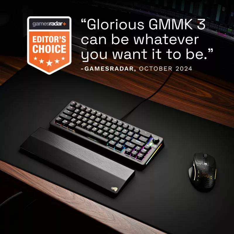 Glorious GMMK 3 65% prispôsobiteľná herná klávesnica GLO-KB-GMMK3-65-PB-FOX-W-BLK-US, pre-built, drôtová, spínače Fox, ANSI US, čierna