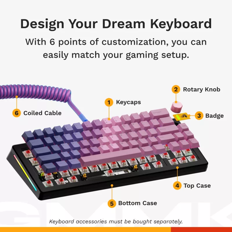 Glorious GMMK 3 65% prispôsobiteľná herná klávesnica GLO-KB-GMMK3-65-PB-FOX-W-BLK-US, pre-built, drôtová, spínače Fox, ANSI US, čierna