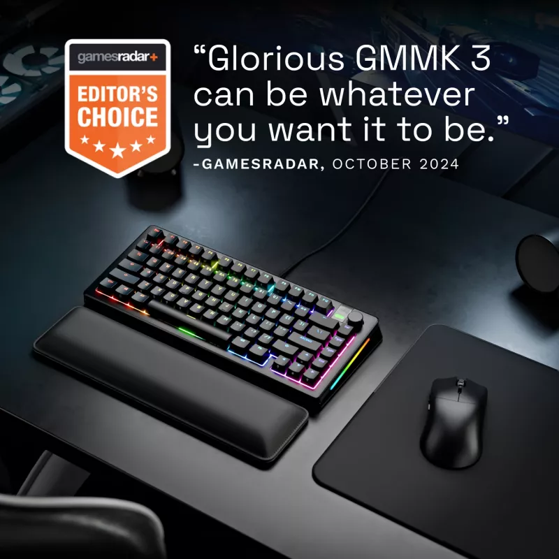 Glorious Gaming GMMK 3 PRO 75% Prebuilt Wired čierna - US, káblová, USB, mechanická, QWERTY, RGB LED, čierna