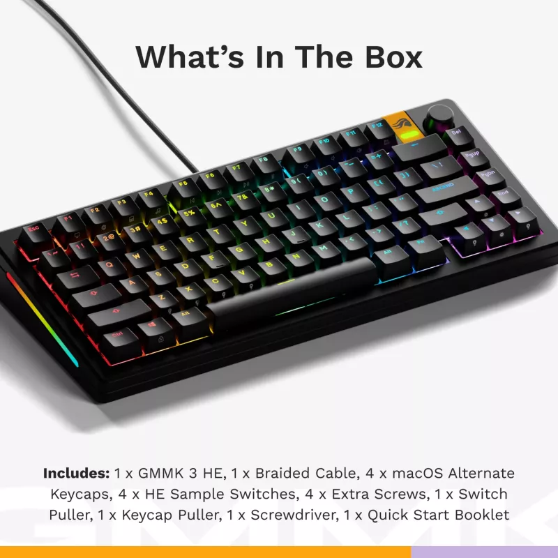 Glorious PC Gaming Race GMMK 3 HE Prebuilt klávesnica 75% mechanická RGB čierna