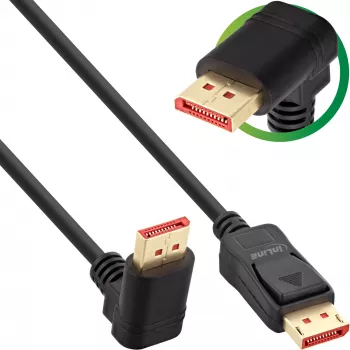 InLine DisplayPort 1.4 kábel, 8K4K, zahnutý nahor, čierny/zlatý, 3m