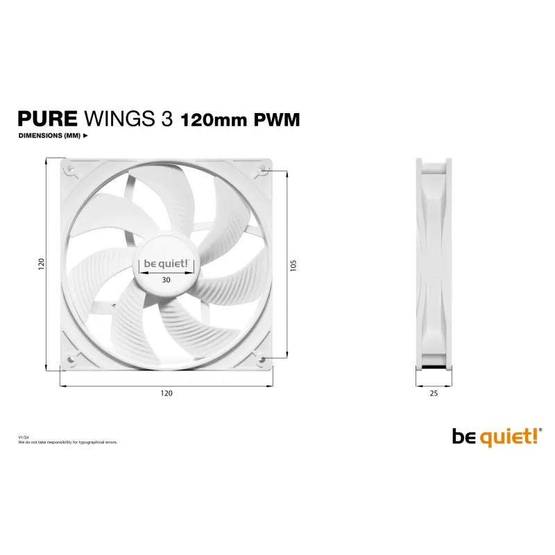 be quiet! Pure Wings 3 120mm PWM biely PC skriňový ventilátor 12 cm 1 kus