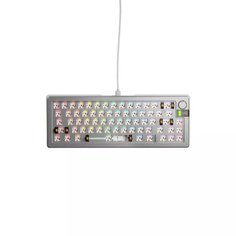 Mechanická klávesnica GLORIOUS GMMK 3 PRO 65% Barebones káblová strieborná — 65% USB RGB, 2 m kábel