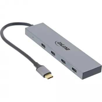 InLine USB 3.2 Gen.2 hub (10 Gb/s), 4 porty USB-C, OTG, hliníkové puzdro