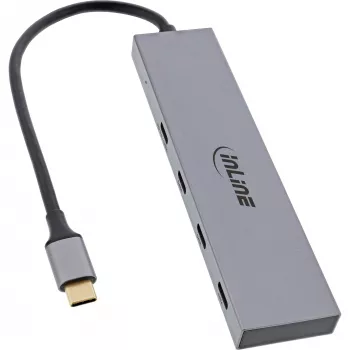 InLine USB 3.2 Gen.2 hub (10 Gb/s), 4 porty USB-C, OTG, hliníkové puzdro