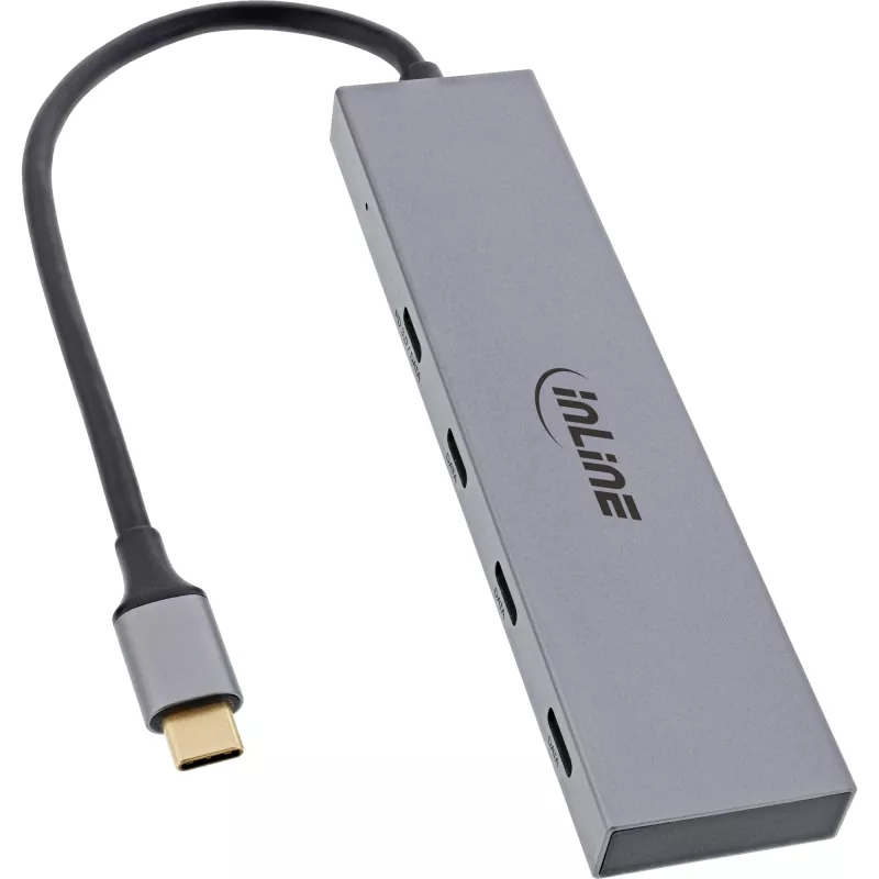 InLine USB 3.2 Gen.2 hub (10 Gb/s), 4 porty USB-C, OTG, hliníkové puzdro