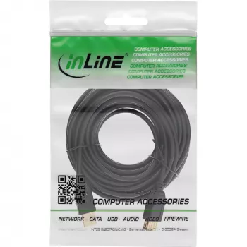 InLine USB 2.0 predlžovací kábel Type-A konektor samec / konektor samica, pozlátený, čierny, 2 m
