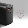 Nabíjačka Axagon ACU-PQ45 QC 3.0 4.0 AFC FCP PPS PD 45W čierna