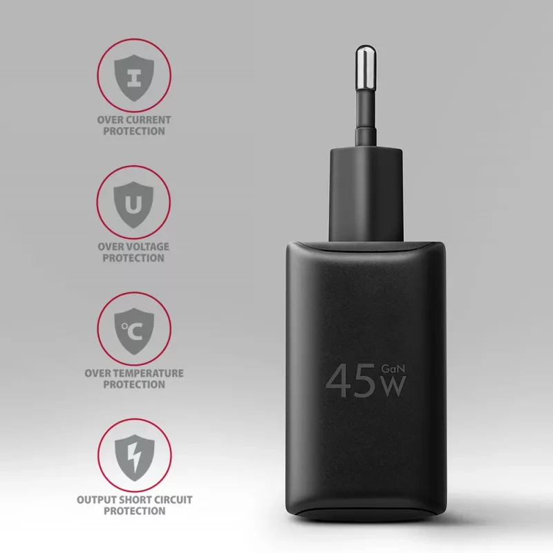 Nabíjačka Axagon ACU-PQ45 QC 3.0 4.0 AFC FCP PPS PD 45W čierna