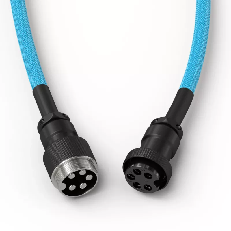 Špirálový kábel USB GLORIOUS GMMK Electric Blue — odnímateľný kábel klávesnice, pravouhlé konektory