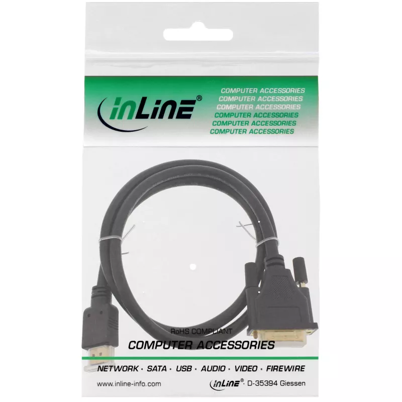 InLine HDMI na DVI kábel, konektor samec / 18+1 konektor samec, pozlátený, 1 m