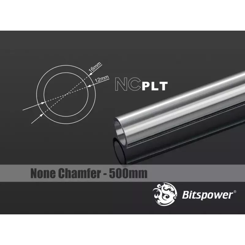 Bitspower BP-NCPLT16-L500 Spojovacia trubica PETG None Chamfer, 16/12 mm, 50 cm, Priehľadná