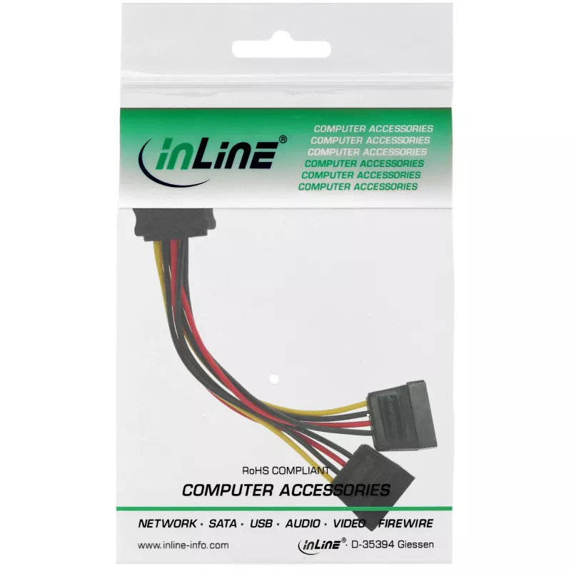 InLine SATA Y napájací kábel SATA samica / 2x SATA samec 0,15 m