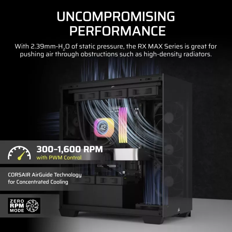Ventilátor Corsair iCUE LINK RX140 MAX 14 cm čierny 300-1600 ot/min