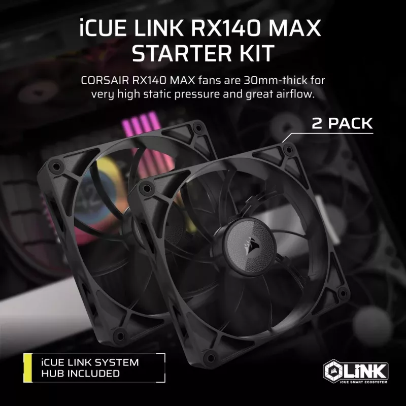 Ventilátor Corsair iCUE LINK RX140 MAX 14 cm čierny 300-1600 ot/min
