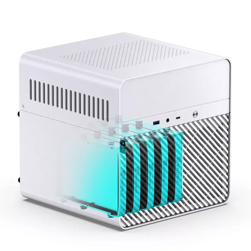 Jonsbo N2 skriňa NAS Mini-ITX, kocka, hliník/oceľ, biela